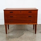 Mid Century Danish Modern Chest Drawers Table 3 Drawer Teak Denmark Table Mcm