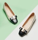 C paravano Women s Ballet Flats Shoes Square Toe Flats With Bowknot Size 9