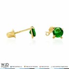 14k Yellow Gold Round Simulated Emerald Elephant Baby Screwback Stud Earrings