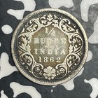 1862 India 1 4 Rupee Lot t6383 Silver 
