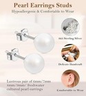925 Sterling Silver Cz Stud Earrings Cubic Zirconia Women Pearl Jewelry Gift Us