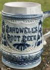 Antique Rare Utica Ny Pottery Stoneware Mug Bardwell Root Beer Advertising Soda