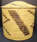 Tohono O odham Lidded Basket 9  Diameter 8 5  Tall  Soiling And Some Wear  top
