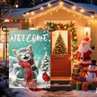 Christmas Cat Garden Flag 12x18 Inch Double Sided Outdoor Yard Banner With Sno
