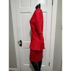 Vintage Red Khaki Polka Dot Ruffle Waist Dress Size 8 1980s 1990s