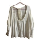 White Crochet Lace T-back Long Sleeve Scoop Neck Top Xxl Xxxl Made In Usa