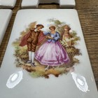 Antique Vintage French Painted Porcelain Victorian Couple Man Woman Tiles