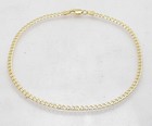  Italian Solid Curb Cuban Ankle Bracelet Anklet 14k Yellow Gold Plated Silver