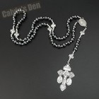 3-way Pardon Crucifix Our Lady Of Guadalupe Rosary Necklace Black Hematite Bead