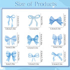 Blue Bow Cupcake Toppers Decor -  40pcs Blue Bow Themed Cupcake Picks Birthday P