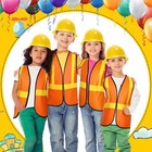 Geyoga 16 Pcs Construction Vest Hard Hat Kids Costume - Yellow