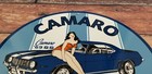 Vintage Camaro Porcelain   Metal Chevrolet Gas Parts Service Station Ad Sign