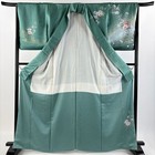Woman Japanese Kimono Houmongi Silk Flower Running Water Gold Foil Green 166cm