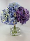 Nearly Natural  blue  Purple  Artificial Hydrangea Arrangement W  Glass Vase 