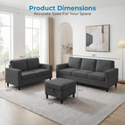 3 Pieces Sofa Couches Set For Living Room Sets Furniture With Storage Ottoman  7