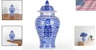 Ceramic Blue And White Ginger Jar With Lid - Perfect For Floral Arrangements