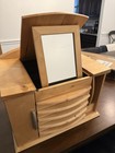 Rare Vintage Solid Wood Jewelry Box With Folding Mirror Mcm