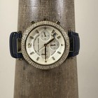 Michael Kors Parker Watch Womens 39mm Gold Tone Blue Leather Chronograph Mk-2280