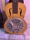 Dobro Acoustic Resonator Guitar Brown Wood Steel 6 String With Chip Board Case 