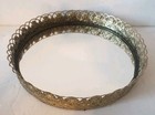 Vtg Hollywood Regency Gold Toned Filigree  Round Vanity Mirror Tray 8 5  