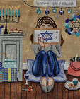 Needlepoint Handpainted Gayla Elliot Hanukkah Stitching Girl 11x11