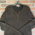 John Varvatos Artisan 70 30 Silk Cashmere Blend Long Sleeve Henley Brown Mens L