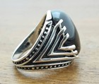 Solid 925 Sterling Silver Natural Black Onyx Gemstone Signet Men s Unisex Ring