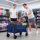 Collapsible Wagon Cart With 2 Mesh Cup Holders heavy Duty Utility Folding Wagon