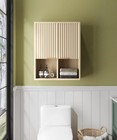 Fluted Bathroom Wall Cabinet With Motion Sensor Light  Curved Profile Wooden    