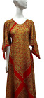 Vintage Hippie Long Dress Bohemian Orange Red Bandana Scarves 60s Woodstock Era