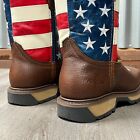 Men s Work Boots American Flag Soft   Steel Toe Square Cowboy Genuine Leather Us