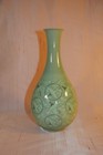 Antique Korean Celadon Vase  Cranes   Clouds  Signed