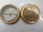 Vintage Brass Pocket Compass With Leather Case Inspirational Engraving