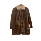 Victoria Leather Vintage 70s 80s Leather Winter Coat Shearling Lined Size 40  m 
