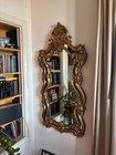 Huge Ornate Mid-century Rococo Style Gold  Wall Full Mirror W  Scrolls Plumes