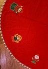 Handmade Appliqu   Santa Angel Nutcracker Christmas Tree Skirt Pom Pom Trim 51   