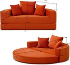 67  Convertible Futon Sofa Bed Round Folding Comfy Corduroy Couch With 3 Pillows
