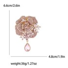 Pink Crystal Flower Brooch Rhinestone Floral Pin Gold Statement Jewelry Gift