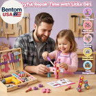 Pink Wooden Kids Tool Set With Drill 44pcs Educational Montessori Toys For 3 Yea