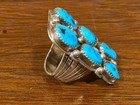 Vintage Tommy Moore Navajo Sterling And Turquoise Ring Size 7 5