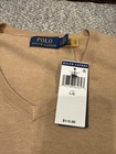 Polo Ralph Lauren Men   s V-neck 100  Cotton Sweater Brown Pony Logo Size L Nwt