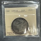 1881-h Canada Iccs F15 50 Cents Queen Victoria Half Dollar Silver Coin