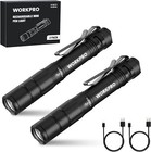 Workpro Rechargeable Pen Light Mini Flashlight 2 Pk Ultra-compact Edc Flashlight