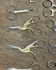 9 Antique 1890s Stork Figural Small Sewing Scissors Japan Italy Germany
