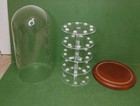 Vtg Thimble Glass Dome Display Case  5 Tier  Wooden Base Holds 45 Thimbles vg