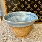Antique French Blue Glazed Terracotta Set Of 3 Mixing Bowls