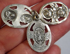 Sterling Silver Scapular Jesus Mary Saint Joseph Christopher Slide Pendant Medal
