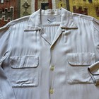 Vintage 1950s Donegal Loop Collar Gabardine Shirt Sz M l - Ivory