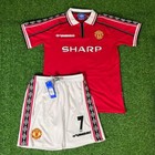 Kids Beckham 7 Manchester United 1998 2000 Kit Jersey Shorts Vintage Football