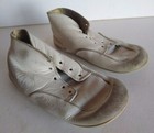 Baby toddler Shoes Vintage Antique White Leather Child Costume Doll   1b 